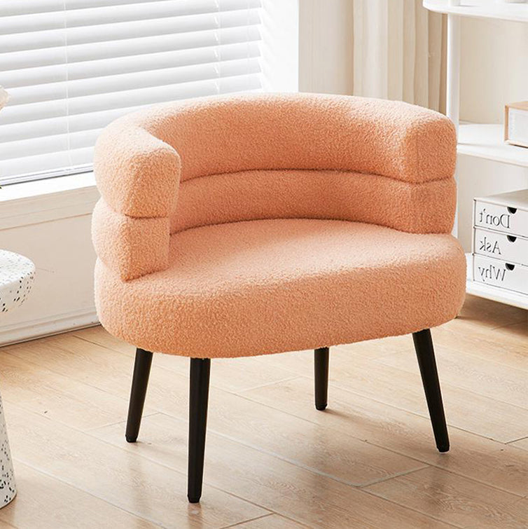 Contemporary Nordic Round Curved Lambswool Carbon Steel Vanity Stool Backrest For Bedroom
