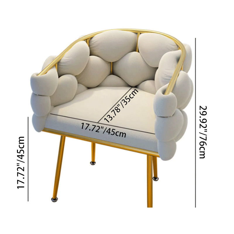 Contemporary Scandinavian Curved Velvet Tapered Legs Vanity Stool Tufted Backrest Armrest For Bedroom
