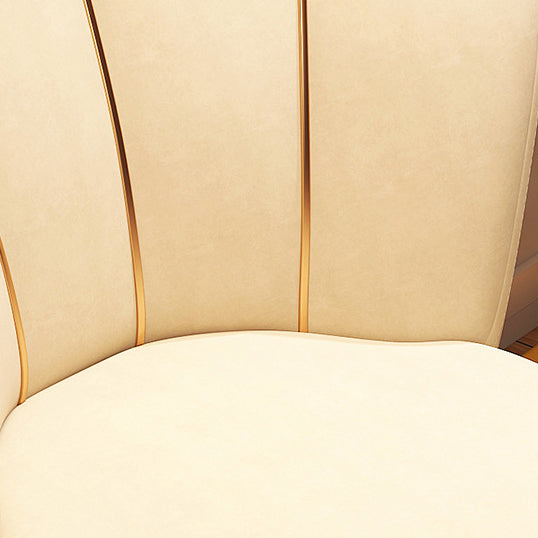 Contemporary Nordic Velvet Upholstered Vanity Stool Scallop-shaped Backrest For Bedroom