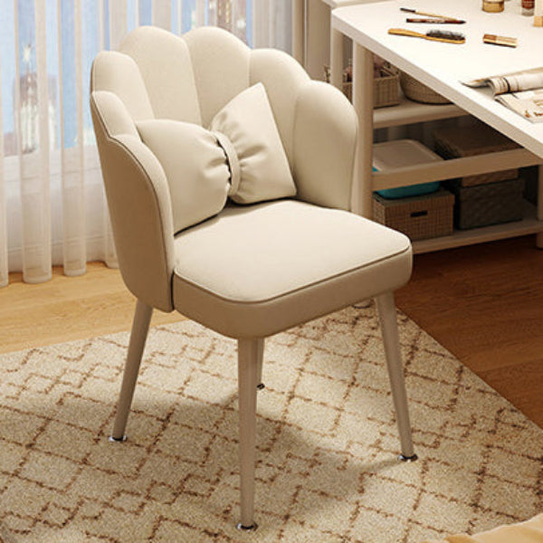 Contemporary Nordic Velvet Upholstered Vanity Stool Scallop-shaped Backrest For Bedroom