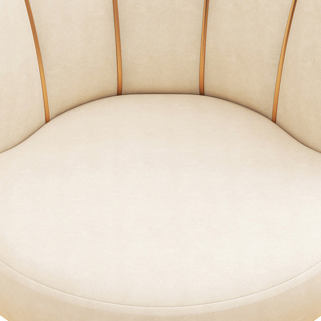 Contemporary Nordic Velvet Upholstered Vanity Stool Scallop-shaped Backrest For Bedroom
