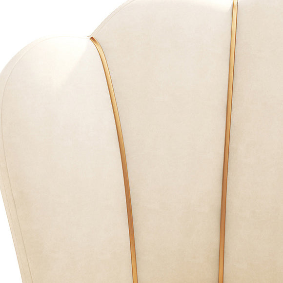 Contemporary Nordic Velvet Upholstered Vanity Stool Scallop-shaped Backrest For Bedroom