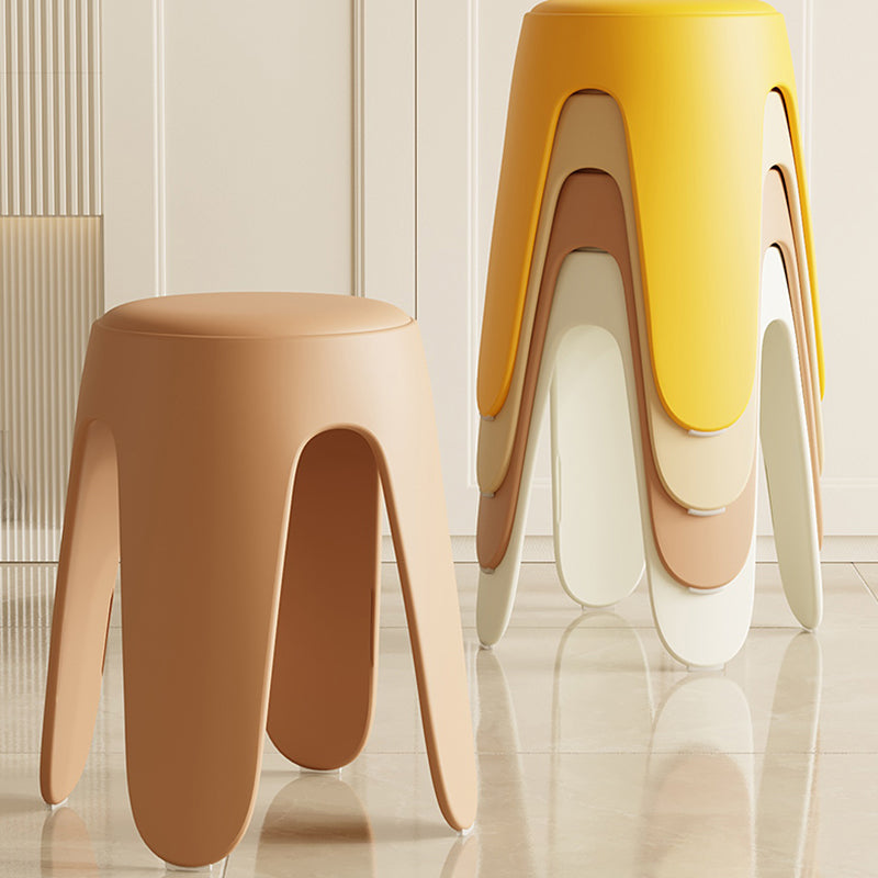 Contemporary Scandinavian Round PU Leather Upholstered Plastic Stackable Chair For Bedroom