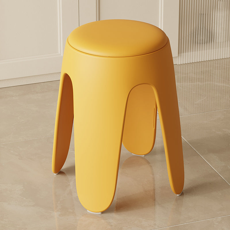 Contemporary Scandinavian Round PU Leather Upholstered Plastic Stackable Chair For Bedroom