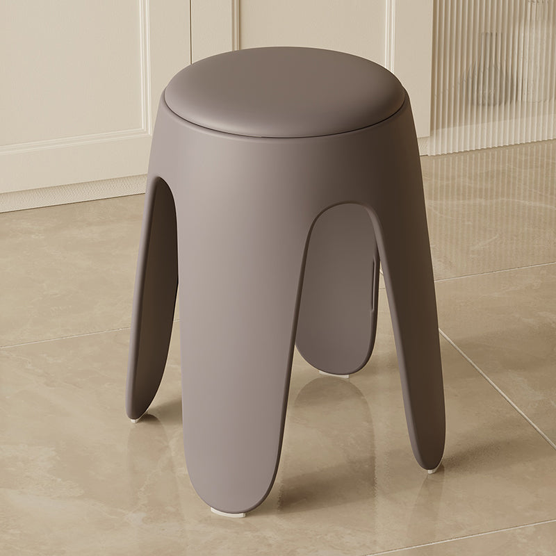 Contemporary Scandinavian Round PU Leather Upholstered Plastic Stackable Chair For Bedroom