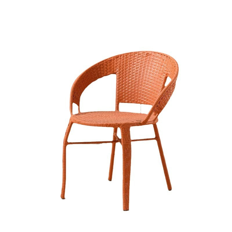 Contemporary Scandinavian Curved PE Imitation Rattan Stackable Dining Chair Backrest For Dining Room