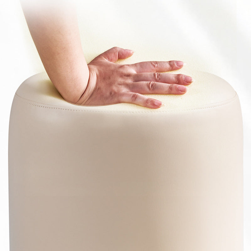 Contemporary Scandinavian Round Cat Paw Leather Solid Wood Frame Portable Low Stool For Bedroom