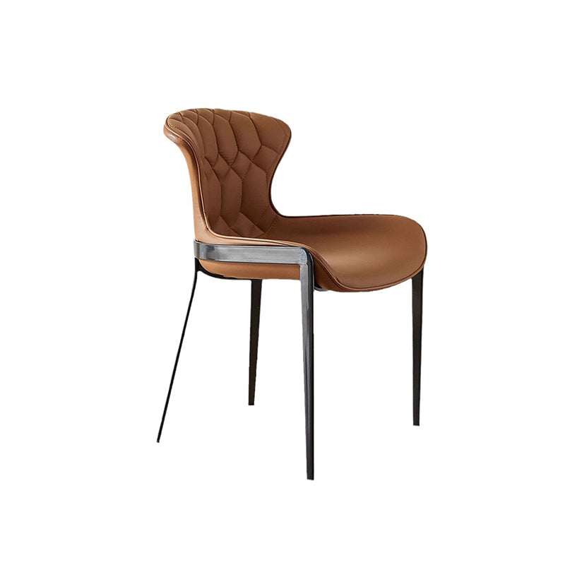 Contemporary Simplicity Curved Microfiber Leather Dining Chair Wing Back For Dining Room