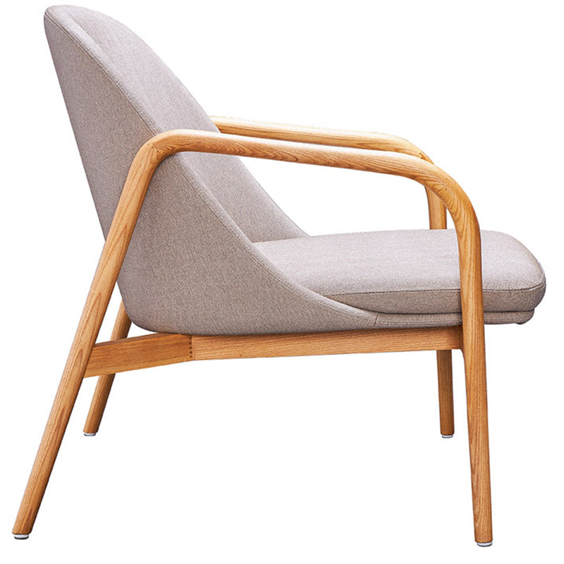 Contemporary Nordic Curved Faux Leather Solid Wood Dining Chair Backrest Armrest For Dining Room