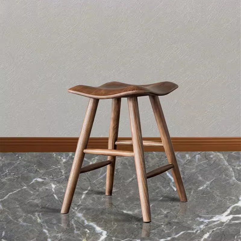 Traditional Japanese Corrugated Solid Wood Bar Stool Footrest For Dining Room