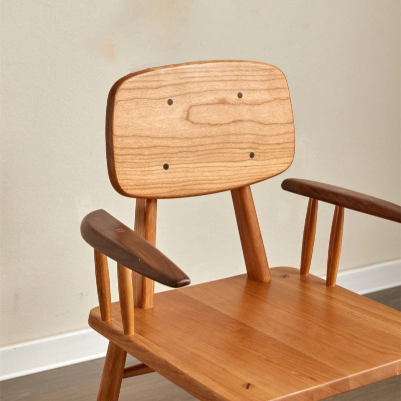 Traditional Japanese Square Solid Wood Dining Chair Armrest Footrest For Dining Room