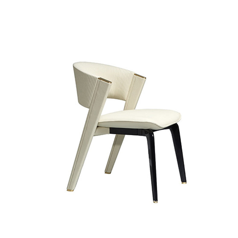 Modern Luxury Square Microfiber Leather Metal Frame Dining Chair Arc Back For Dining Room