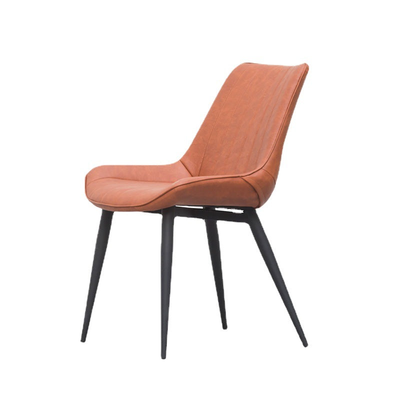 Contemporary Luxury Square Striped Faux Leather Upholstered Metal Legs Dining Chair Backrest For Dining Room