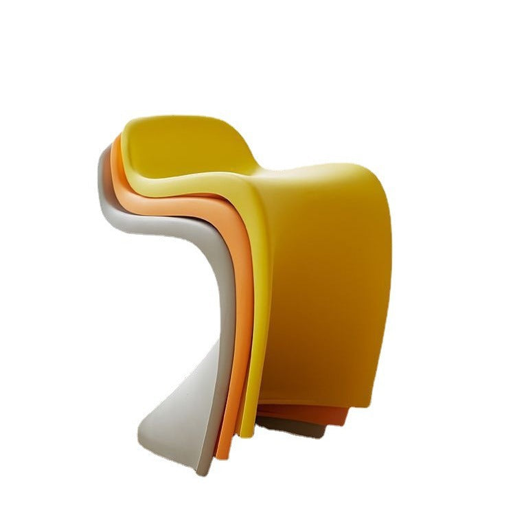Contemporary Creative Arc Plastic Stackable Vanity Stool Low Back For Bedroom
