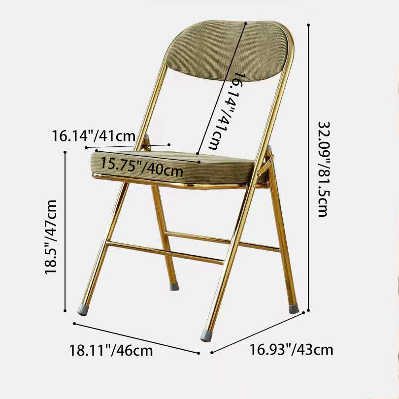 Contemporary Nordic Square Velvet Upholstered Metal Foldable Vanity Stool Backrest Footrest For Bedroom