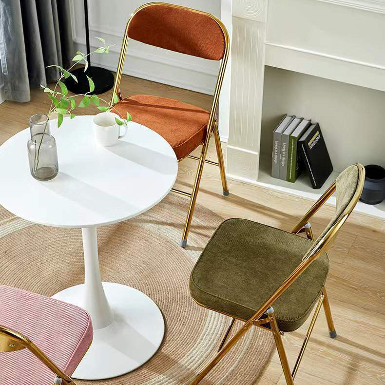 Contemporary Nordic Square Velvet Upholstered Metal Foldable Vanity Stool Backrest Footrest For Bedroom