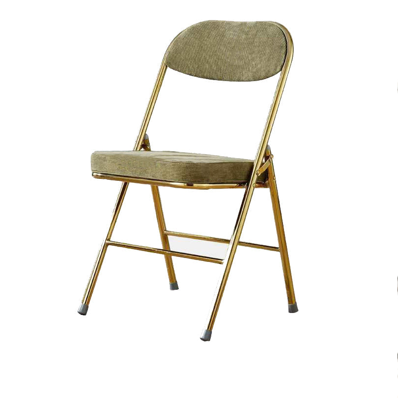 Contemporary Nordic Square Velvet Upholstered Metal Foldable Vanity Stool Backrest Footrest For Bedroom