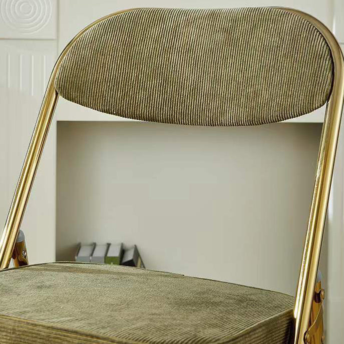 Contemporary Nordic Square Velvet Upholstered Metal Foldable Vanity Stool Backrest Footrest For Bedroom