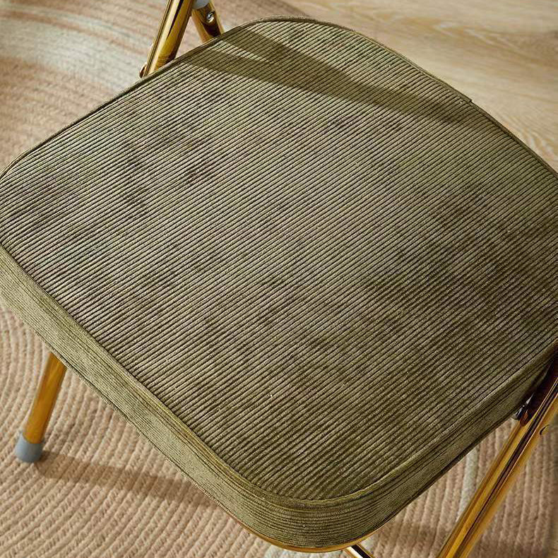 Contemporary Nordic Square Velvet Upholstered Metal Foldable Vanity Stool Backrest Footrest For Bedroom