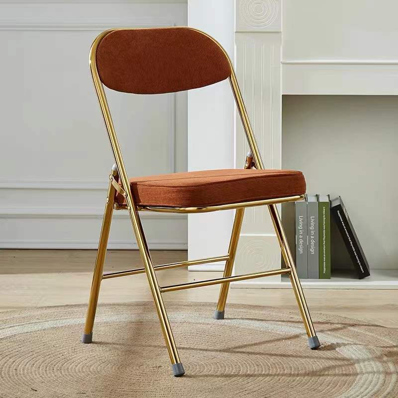 Contemporary Nordic Square Velvet Upholstered Metal Foldable Vanity Stool Backrest Footrest For Bedroom