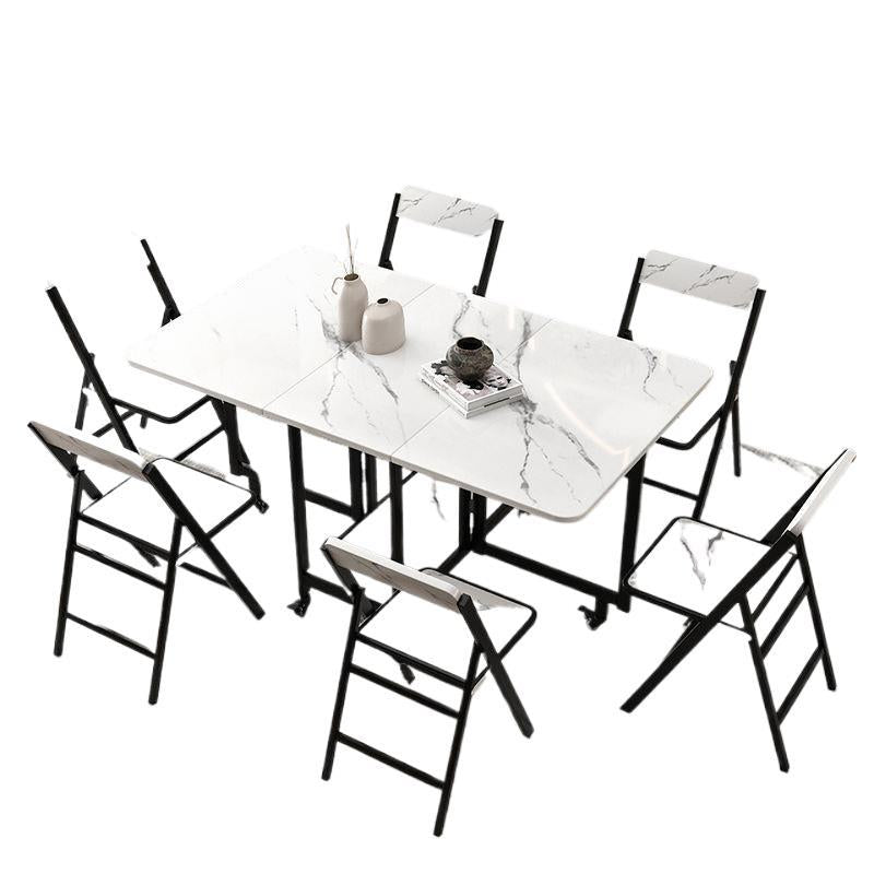 Modern Simplicity Square Solid Wood Melamine Board Carbon Steel Frame Foldable Dining Chair Backrest For Dining Room