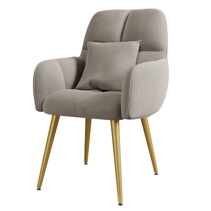 Contemporary Luxury Square Velvet Upholstered Metal Vanity Stool Pillow Backrest Armrest For Bedroom