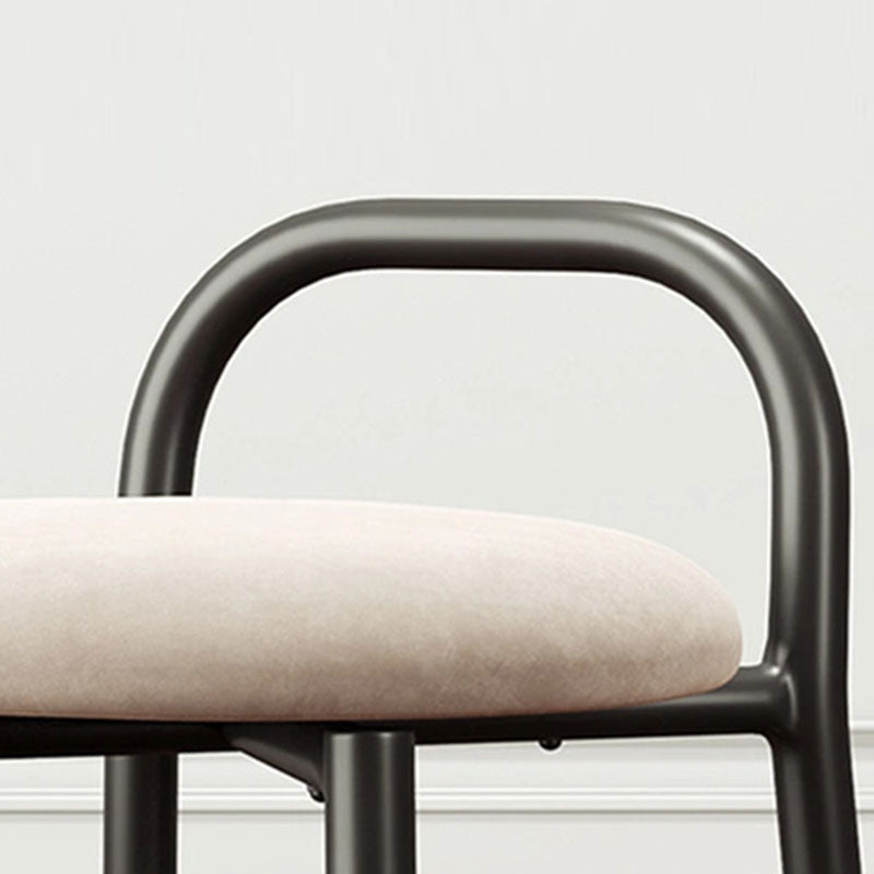 Contemporary Scandinavian Round Velvet Metal Frame Vanity Stool Low Back For Bedroom