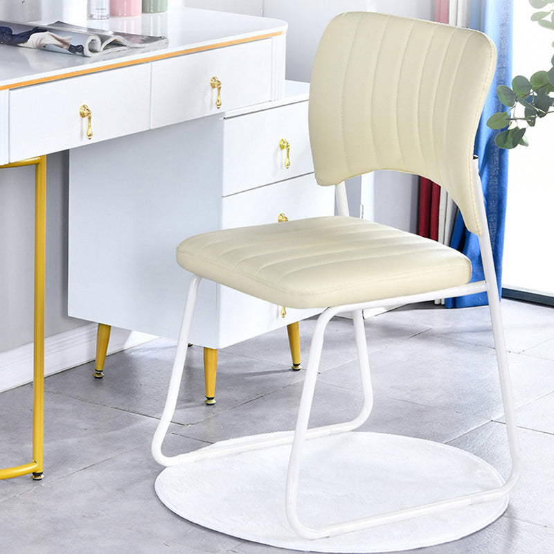 Contemporary Scandinavian Square Artificial Leather Carbon Steel Frame Stackable Vanity Stool Backrest For Bedroom