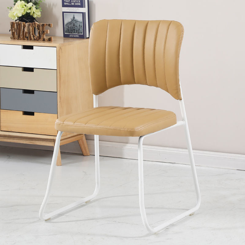 Contemporary Scandinavian Square Artificial Leather Carbon Steel Frame Stackable Vanity Stool Backrest For Bedroom