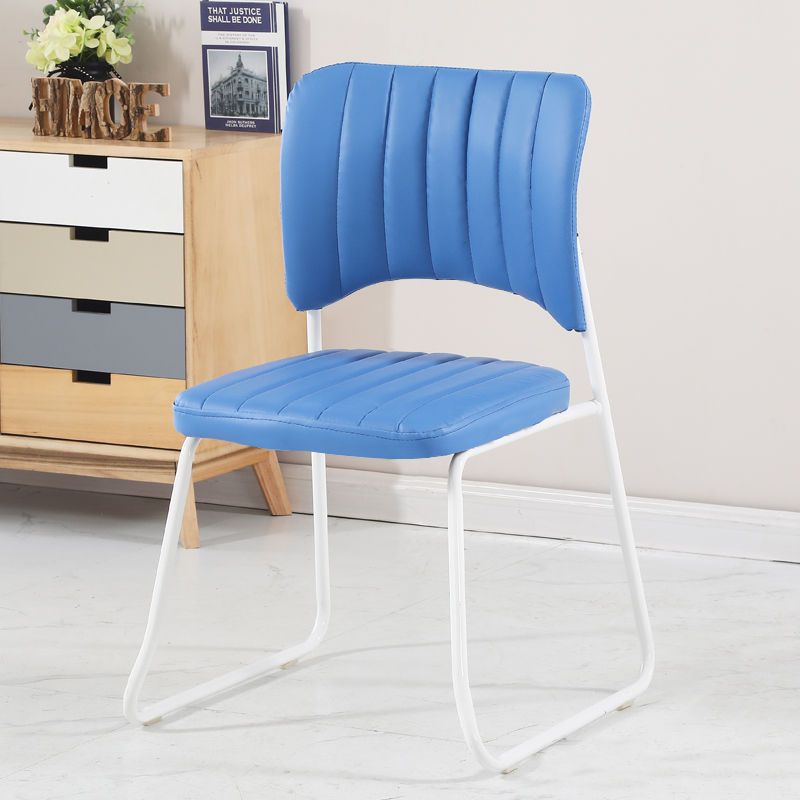 Contemporary Scandinavian Square Artificial Leather Carbon Steel Frame Stackable Vanity Stool Backrest For Bedroom