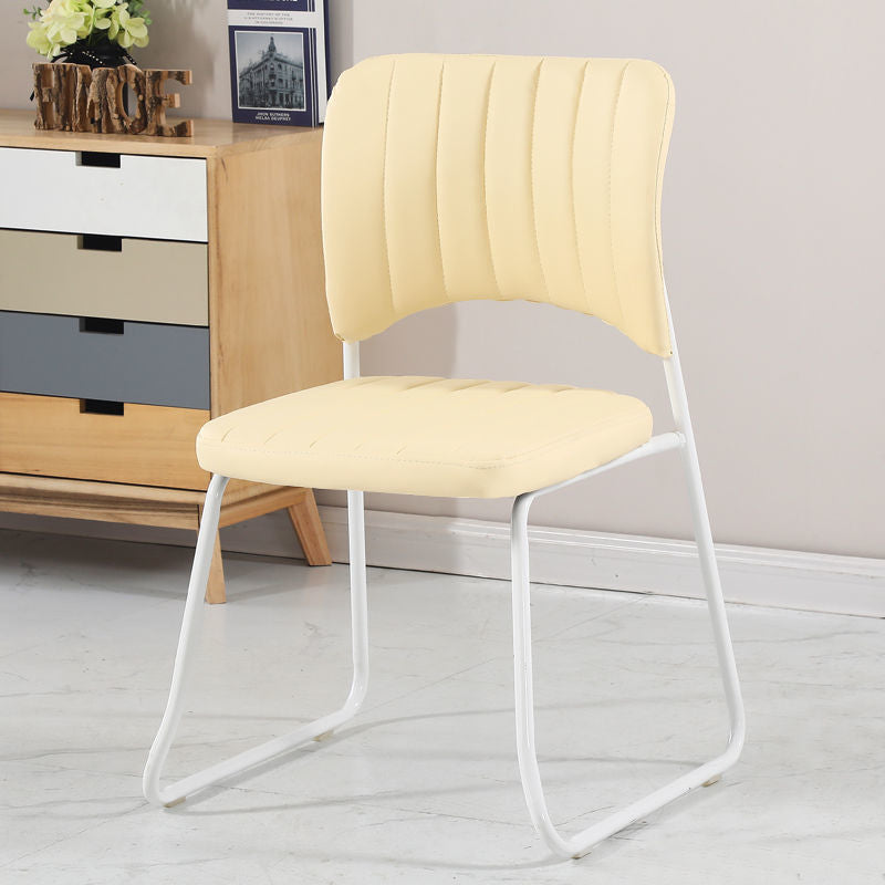 Contemporary Scandinavian Square Artificial Leather Carbon Steel Frame Stackable Vanity Stool Backrest For Bedroom