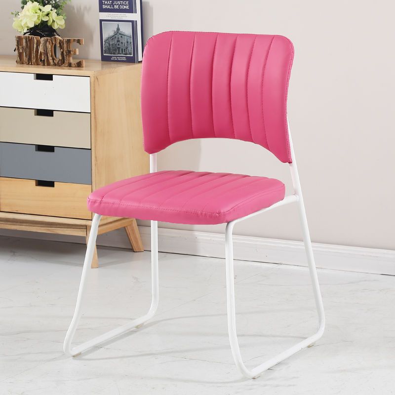 Contemporary Scandinavian Square Artificial Leather Carbon Steel Frame Stackable Vanity Stool Backrest For Bedroom