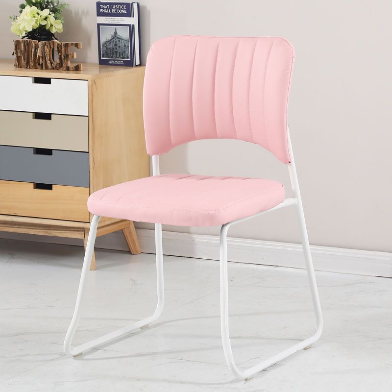 Contemporary Scandinavian Square Artificial Leather Carbon Steel Frame Stackable Vanity Stool Backrest For Bedroom