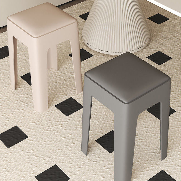 Contemporary Nordic Square Plastic Stackable Vanity Stool Backless For Bedroom
