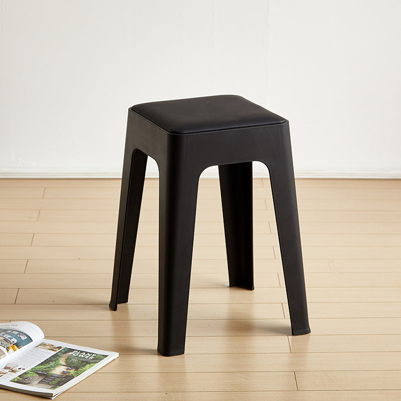 Contemporary Nordic Square Plastic Stackable Vanity Stool Backless For Bedroom
