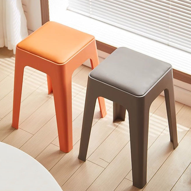 Contemporary Nordic Square Plastic Stackable Vanity Stool Backless For Bedroom