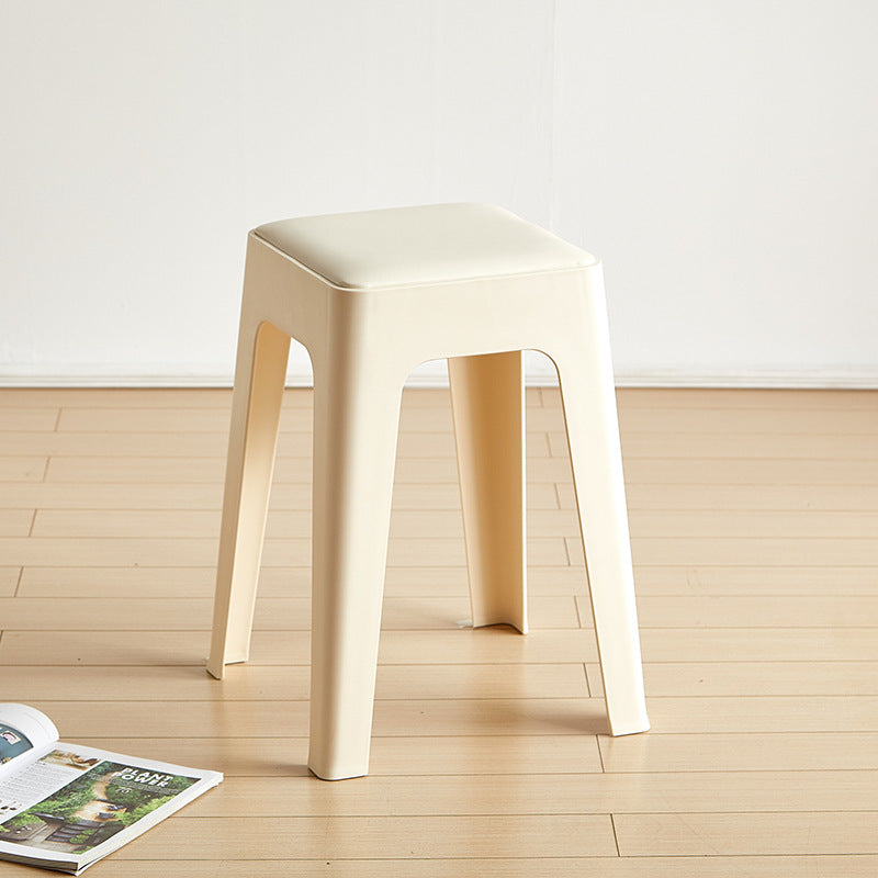 Contemporary Nordic Square Plastic Stackable Vanity Stool Backless For Bedroom