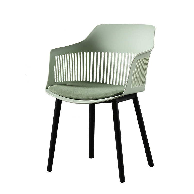 Contemporary Nordic Square Plastic Carbon Steel Frame Dining Chair Backrest Armrest For Dining Room