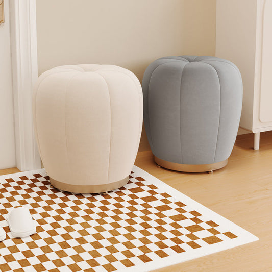 Contemporary Scandinavian Pumpkin Flannel Solid Wood Frame Portable Vanity Stool For Bedroom