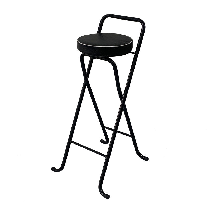Contemporary Industrial Round PU Leather Iron Tube Foldable Bar Stool Low Back Footrest For Dining Room