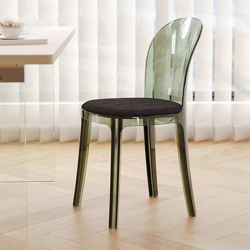 Contemporary Scandinavian Curved Acrylic Linen-Cotton Fabric Upholstery Vanity Stool For Bedroom
