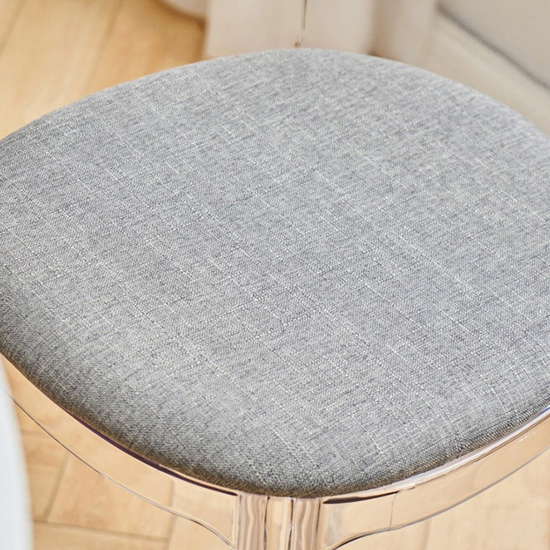 Contemporary Scandinavian Curved Acrylic Linen-Cotton Fabric Upholstery Vanity Stool For Bedroom