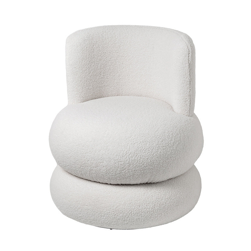Contemporary Simplicity Round Lamb Fleece Upholstery Pine Wood Frame Swivel Vanity Stool For Bedroom