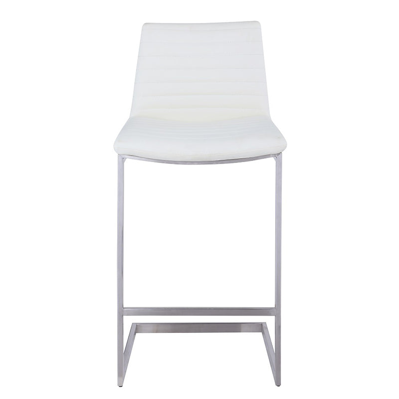 Modern Minimalist Ribbed PU Leather Stainless Steel Bar Stool Armless Footrest For Dining Room