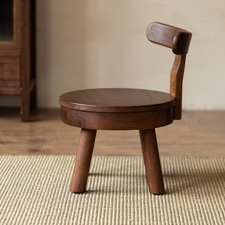 Modern Minimalist Swivel Kids Round Wood Chair Backrest For Living Room