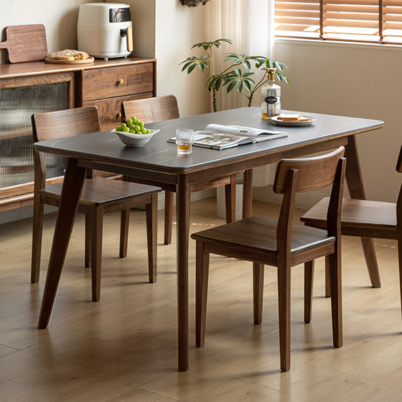 Traditional Vintage Square Rectangular Walnut Dining Chair Backrest For Dining Room