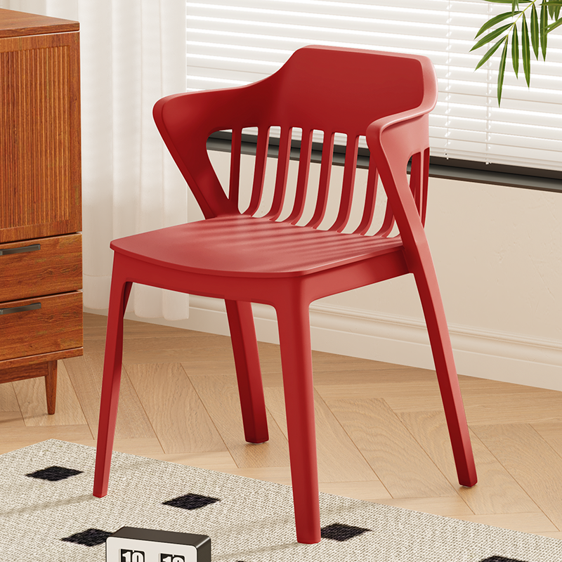 Contemporary Scandinavian Stackable Colorful Square Plastic Dining Chair Backrest Armrest For Dining Room