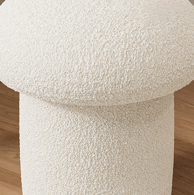 Contemporary Scandinavian Creative Mushroom Round Cylinder Wood Lambswool Vanity Stool For Bedroom