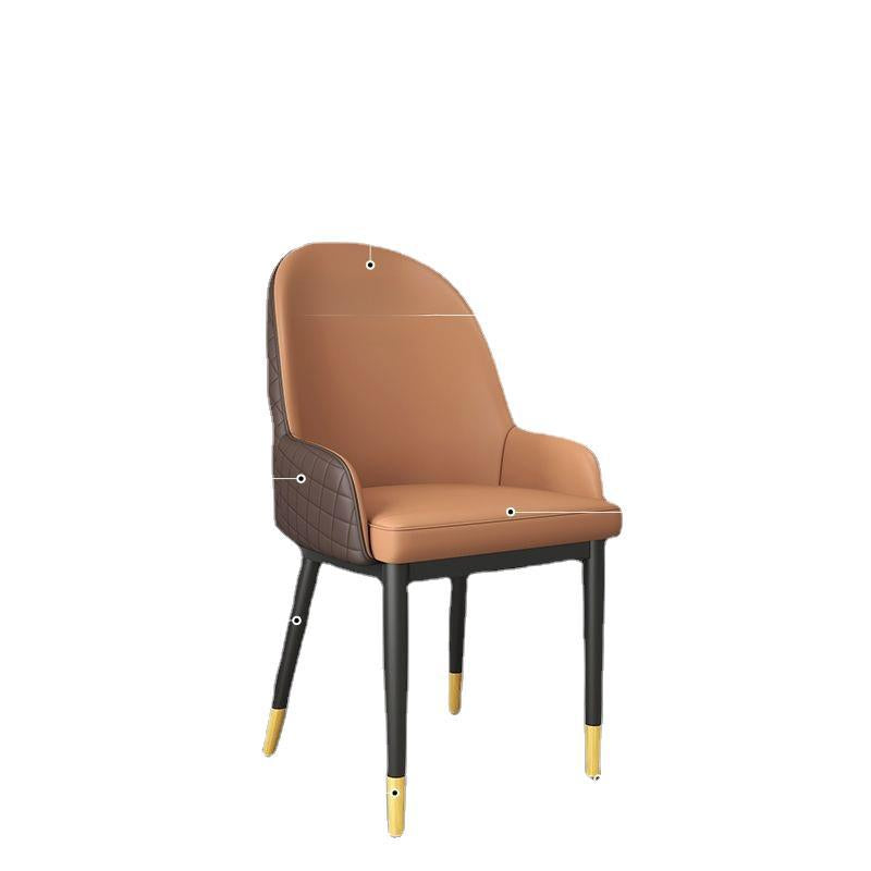 Modern Luxury Rectangular Faux Leather Carbon Steel Dining Chair Backrest Armrest For Dining Room