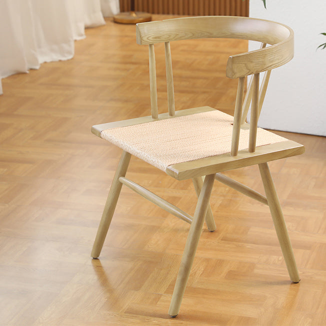 Traditional Chinese Square Solid Wood Rope Dining Chair Backrest For Dining Room